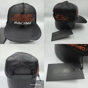 New Harley Davidson Racing Black Satin Embroidered Screaming Eagle Snapback Hat